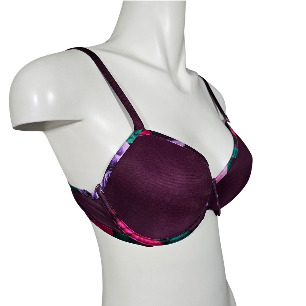 NWT La Senza Women's Beyond Sexy Purple Floral Semi Sheer Underwire Bra 38B
